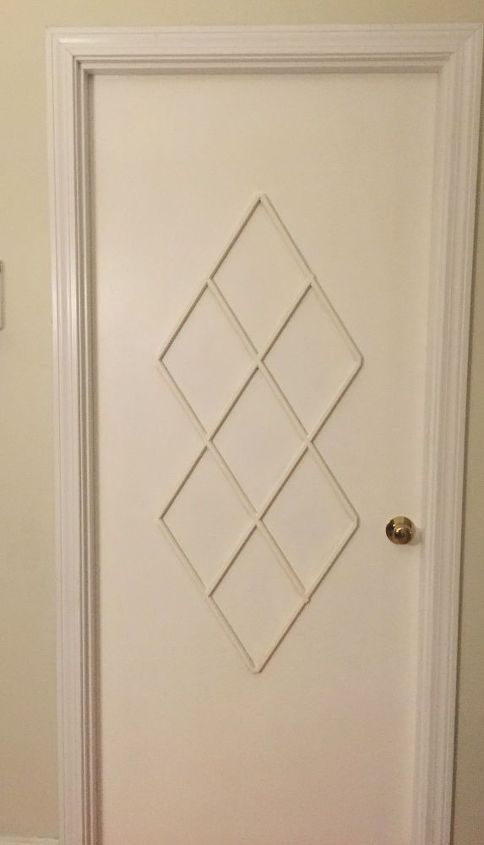 ugly slab door transformed with a mid century modern feel