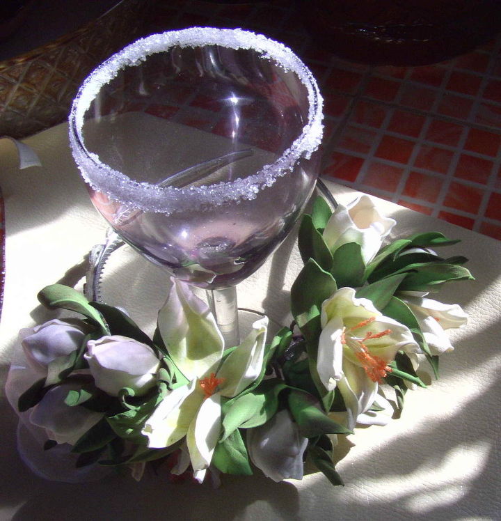handmade flower decor for a wedding glass, crafts