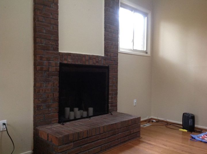 what to do about brick fireplace, The fireplace has a brick bench in front of it that is 5 wide and 14 high