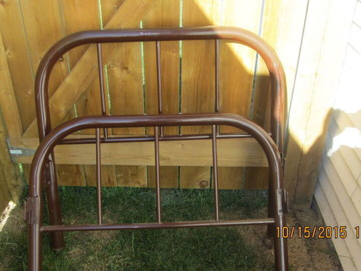 q need some help, diy, painted furniture, repurposing upcycling, old metal head and foot board of a bed wanted some ideas on what I can do with them now please thanks