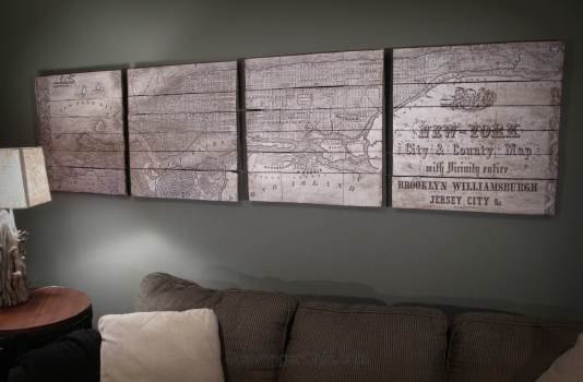 pottery barn inspired new york tiled map diy, crafts, decoupage, diy, home decor, pallet, repurposing upcycling, wall decor