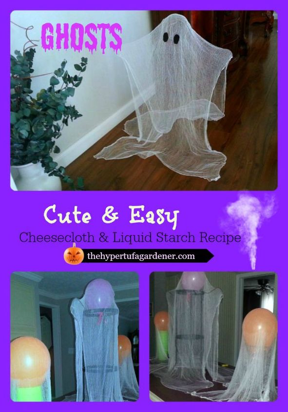 cute cheesecloth ghosts so easy, crafts, halloween decorations