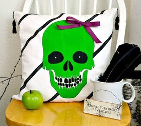 s 15 cute and creepy throw pillow designs you can paint this minute, crafts, halloween decorations, home decor, seasonal holiday decor, Crank up the Creepy with a Cutesy Skull