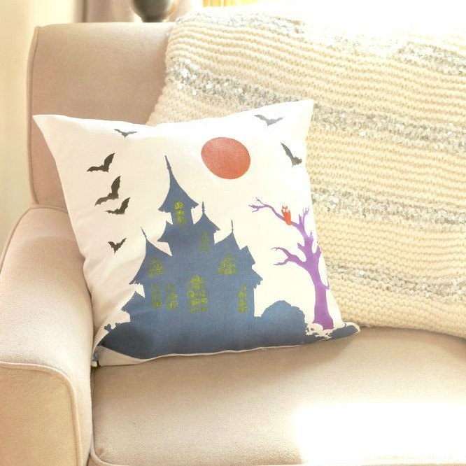 s 15 cute and creepy throw pillow designs you can paint this minute, crafts, halloween decorations, home decor, seasonal holiday decor, Make a Color Pop Palace