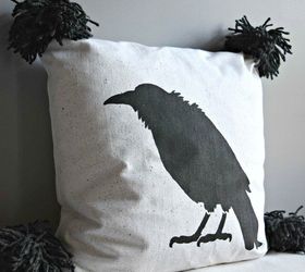 s 15 cute and creepy throw pillow designs you can paint this minute, crafts, halloween decorations, home decor, seasonal holiday decor, Add a Tasseled Crow Design