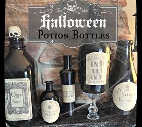 halloween potion bottles, crafts, halloween decorations, seasonal holiday decor