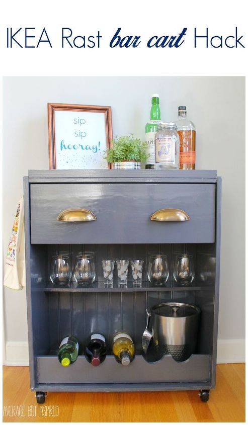 ikea rast hack from dresser to bar cart, painted furniture, repurposing upcycling
