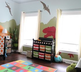 diy dinosaur themed nursery, bedroom ideas, home decor, painting, wall decor