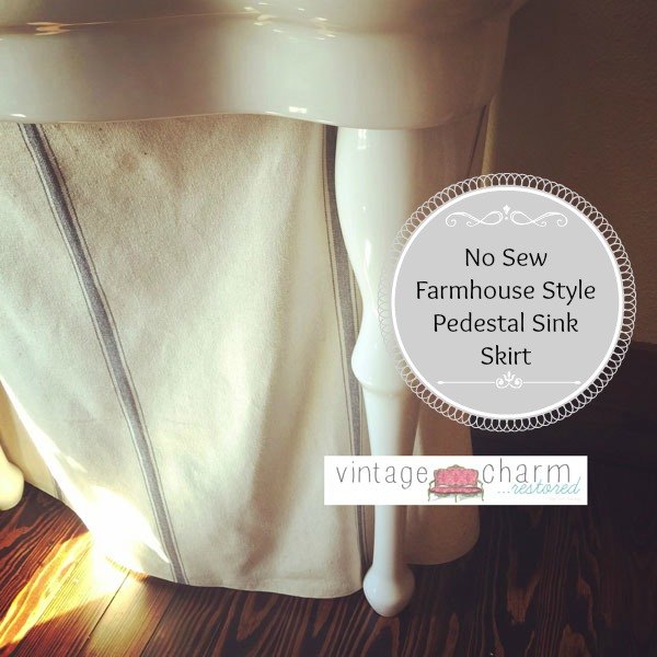 No Sew Farmhouse Pedestal Sink Skirt Hometalk