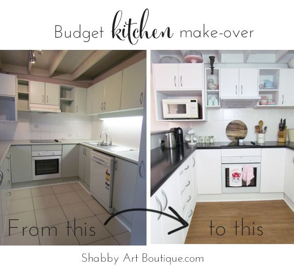 diy budget kitchen make over, flooring, home decor, kitchen design