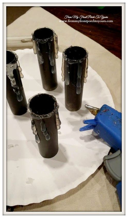 updating chandelier socket covers to make them look like candles, chalk paint, crafts, lighting, repurposing upcycling