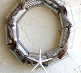 beachy tin can christmas wreath, christmas decorations, crafts, repurposing upcycling, wreaths