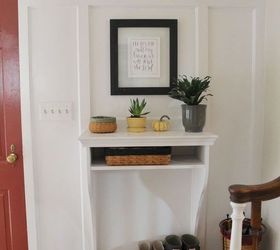 built in entryway table, diy, painted furniture, woodworking projects