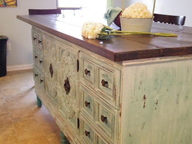how to turn a dresser into a kitchen island idea, kitchen design, painted furniture