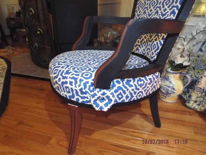 broken down slipper chair, painted furniture, reupholster