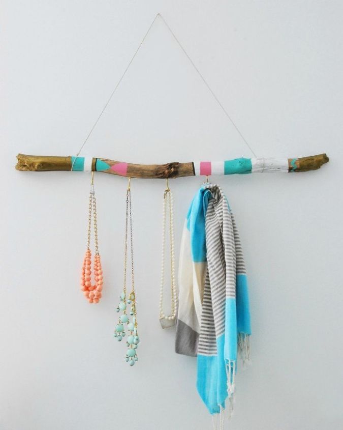 diy painted driftwood hanger, crafts, home decor, organizing, wall decor