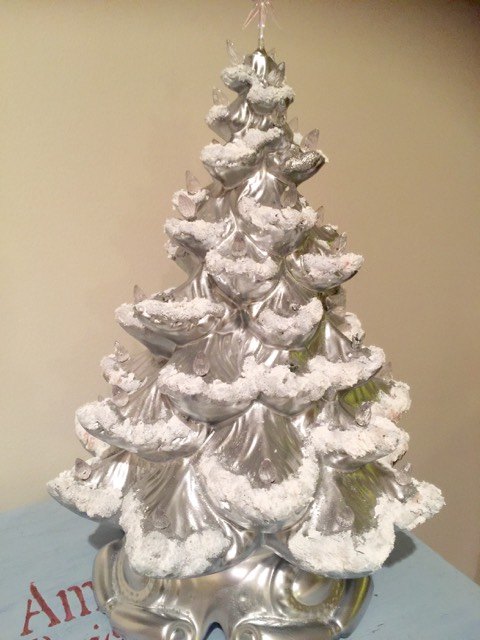 updated vintage ceramic christmas tree, christmas decorations, crafts