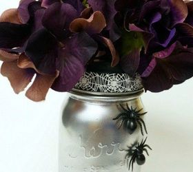 s the 10 most amazing mason jar ideas of the season, mason jars, seasonal holiday decor, Spooky Sparkling Vase
