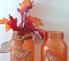 s the 10 most amazing mason jar ideas of the season, mason jars, seasonal holiday decor, Raised Leaf Vignette