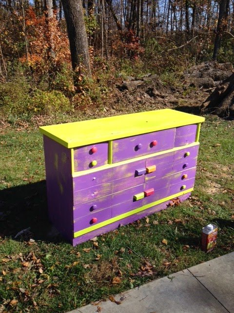 wild dresser turned vintage nursery changing table, bedroom ideas, chalk paint, painted furniture, repurposing upcycling, Crazy 90 s teen dresser