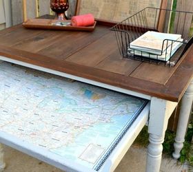 desk makeover with a map, painted furniture