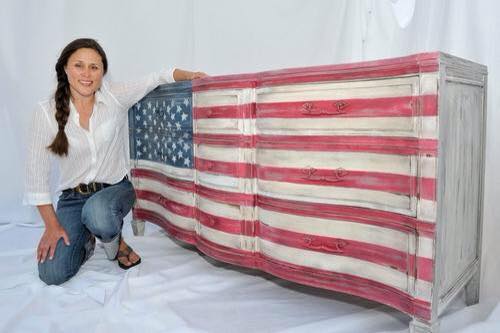 american flag dresser, painted furniture, patriotic decor ideas