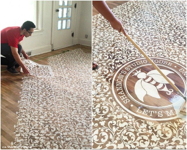 10 stenciled floor makeovers made for walkin, flooring, painting