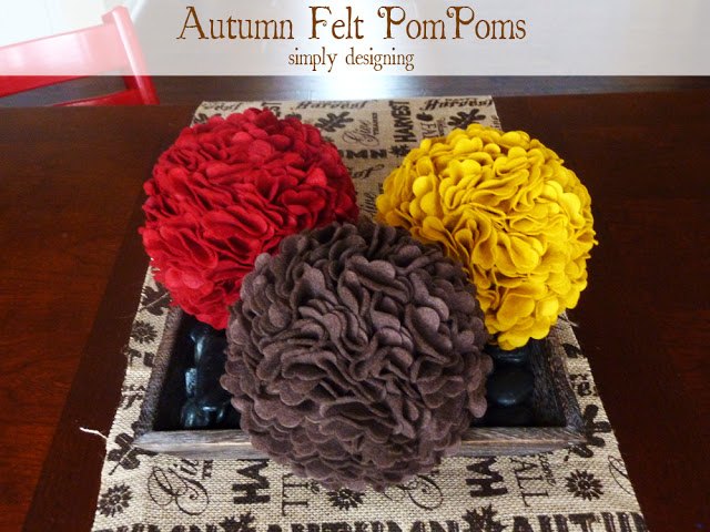 autumn felt pom poms, seasonal holiday decor