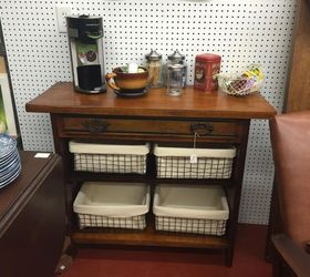 beat up work bench becomes a coffee station, painted furniture, repurposing upcycling