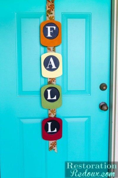 s 19 random thrift store finds become outrageously awesome decor, home decor, repurpose household items, repurposing upcycling, Coasters Turned Front Door Decor After