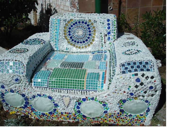 a big mosaic chair for a garden park or field, concrete masonry, diy, outdoor furniture, painted furniture, The Big Chair