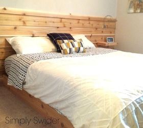 cedar planked headboard wall, bedroom ideas, diy, wall decor, woodworking projects