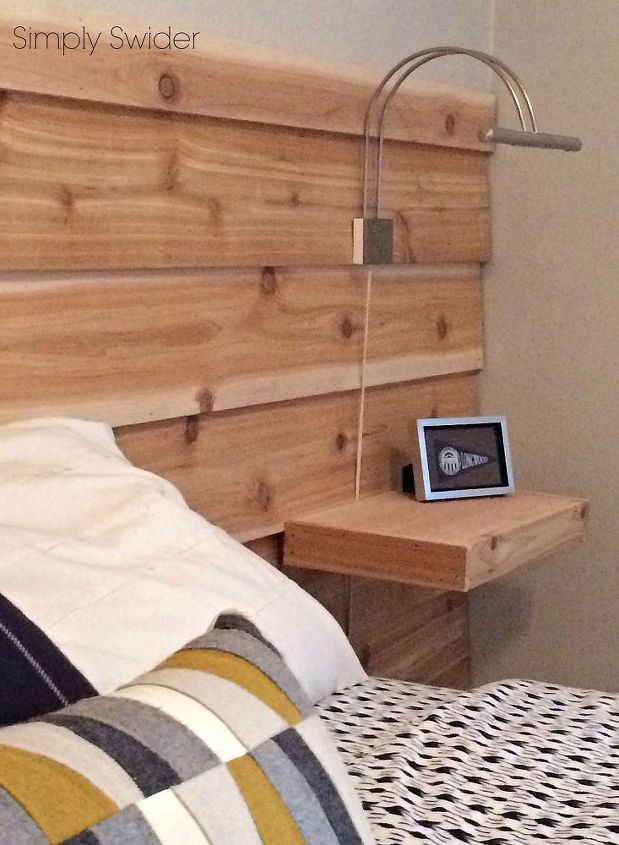 cedar planked headboard wall, bedroom ideas, diy, wall decor, woodworking projects