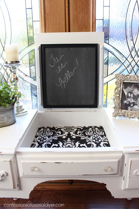 black and white dressing table, painted furniture