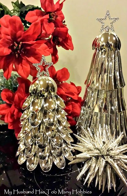 christmas spoon trees, christmas decorations, crafts, repurposing upcycling, seasonal holiday decor
