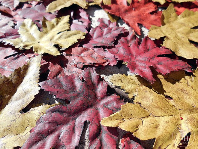 tutorial de hojas pintadas con tiza de la dollar store colores