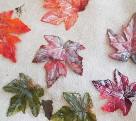 chalk painted dollar store leaves tutorial colors, crafts, how to, seasonal holiday decor