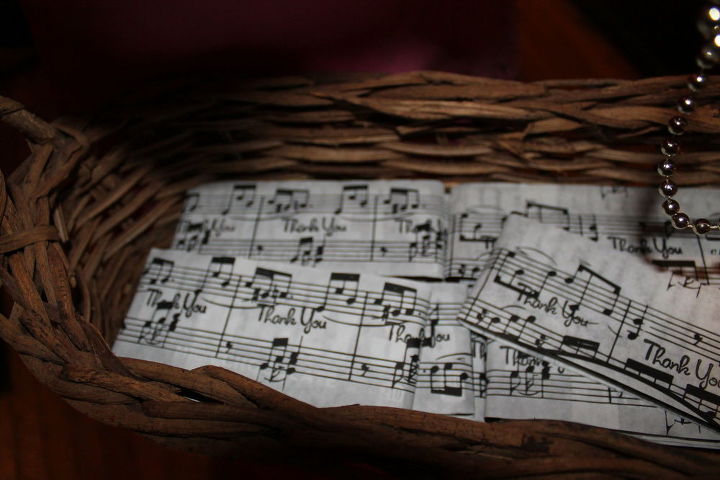 custom candy bar party favors wrapped in sheet music, crafts