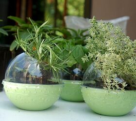 recycled plastic herb pots, crafts, repurposing upcycling