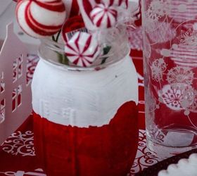 red white diy christmas mason jars, christmas decorations, crafts, mason jars