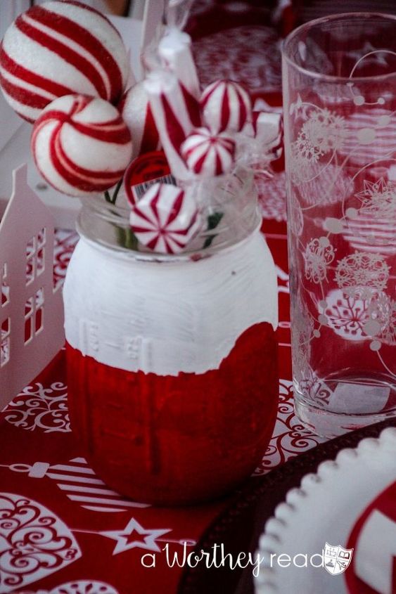 frascos de natal vermelho e branco diy