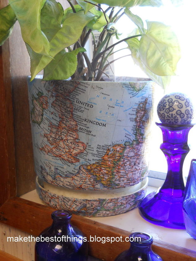 diy a unique planter with a national geographic map, container gardening, crafts, decoupage