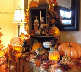 thanksgiving vignette, seasonal holiday decor, thanksgiving decorations