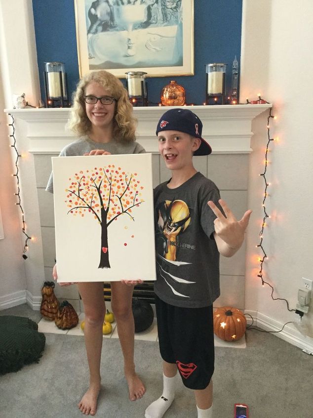family fingerprint tree, crafts, seasonal holiday decor, thanksgiving decorations