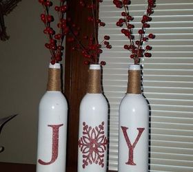 joy wine bottle christmas decor, christmas decorations, crafts, seasonal holiday decor