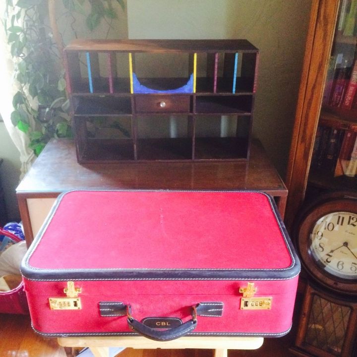 a little red suitcase kicked to the curb, painted furniture, repurposing upcycling