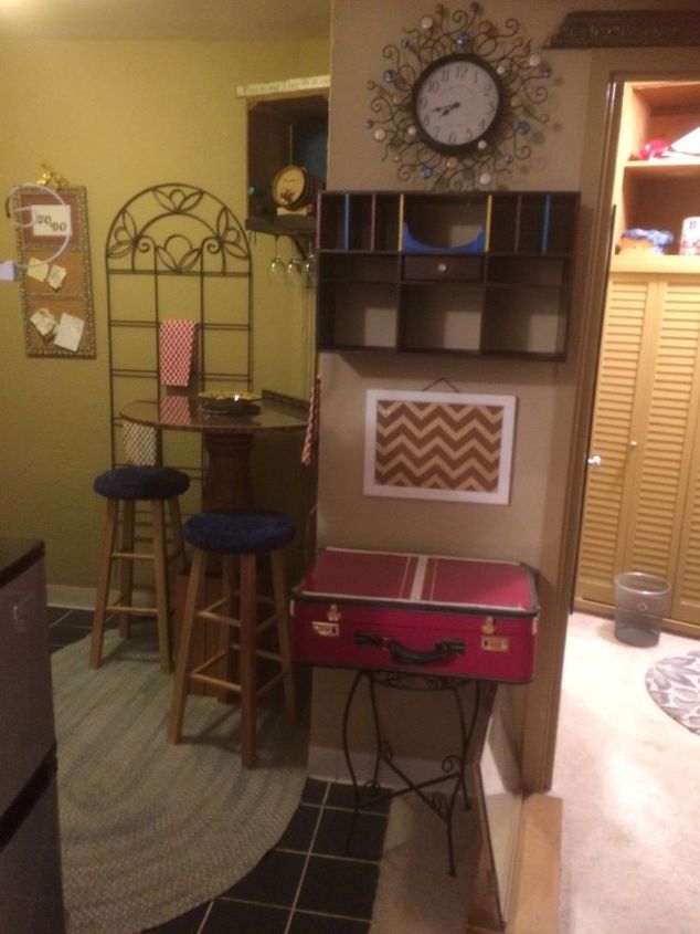 a little red suitcase kicked to the curb, painted furniture, repurposing upcycling
