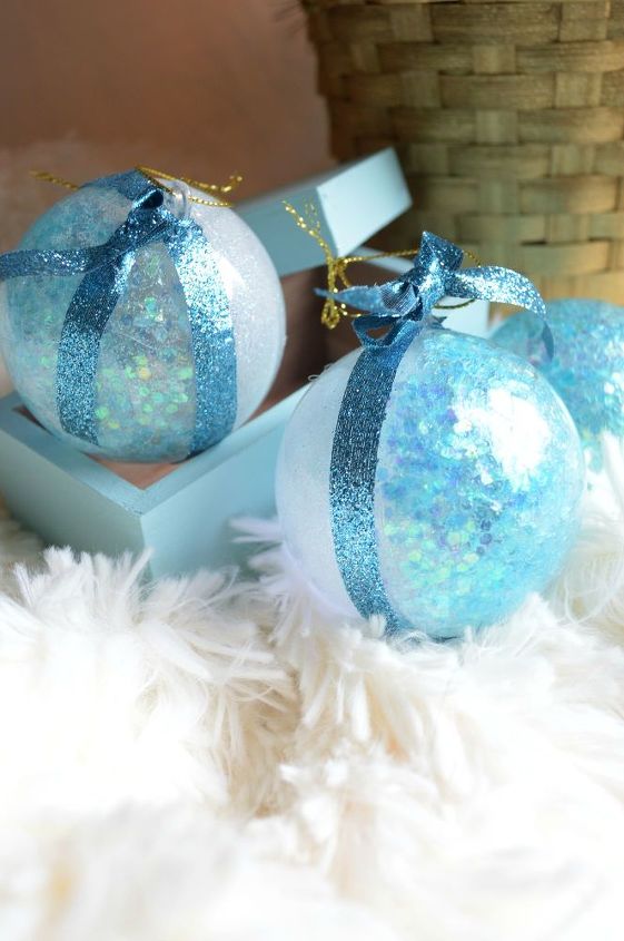 diy glitter and glue ornaments, christmas decorations, crafts, seasonal holiday decor