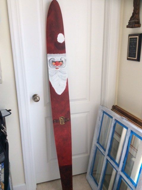 repurpose old water ski into santa, christmas decorations, crafts, fireplaces mantels