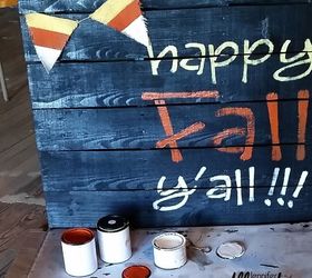 happy fall y all pallet project for your front steps, crafts, pallet, seasonal holiday decor